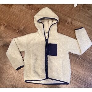 Crewcuts Kids Fleece Hooded Jacket Sherpa Warm Outerwear Ivory / Blue Small 6/7